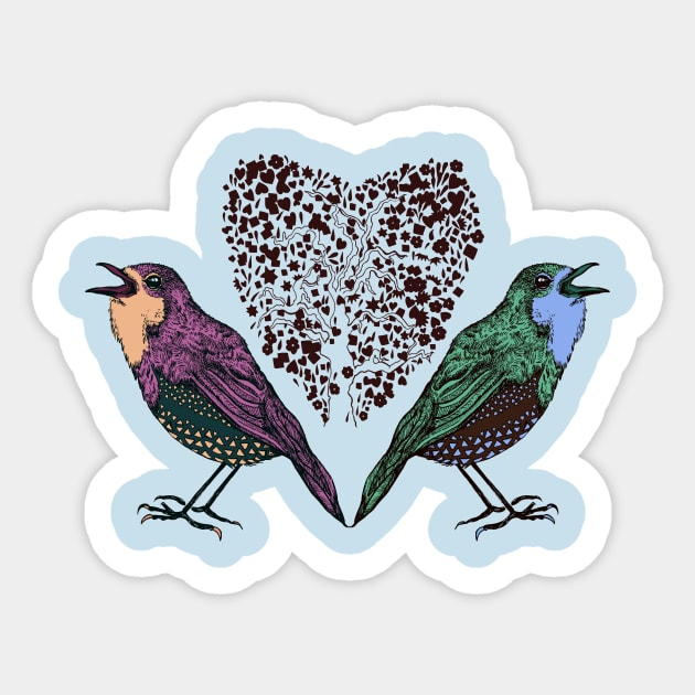 Love Birds Sticker by minniemorrisart